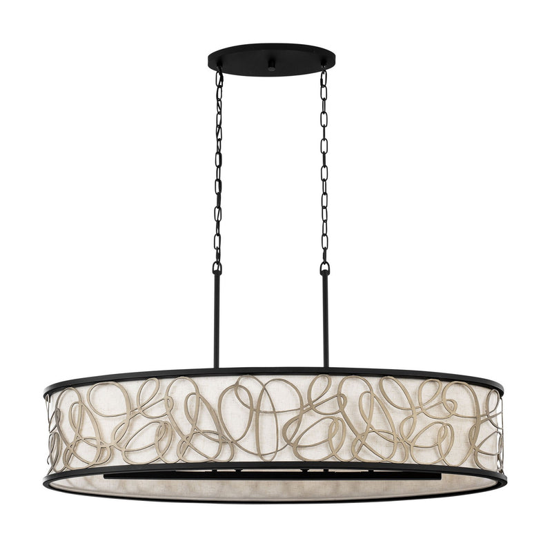 Six Light Linear Pendant<br /><span style="color:#4AB0CE;">Entrega: 4-10 dias en USA</span><br /><span style="color:#4AB0CE;font-size:60%;">PREGUNTE POR ENTREGA EN PANAMA</span><br />Collection: Scribble<br />Finish: Matte Black/Artifact