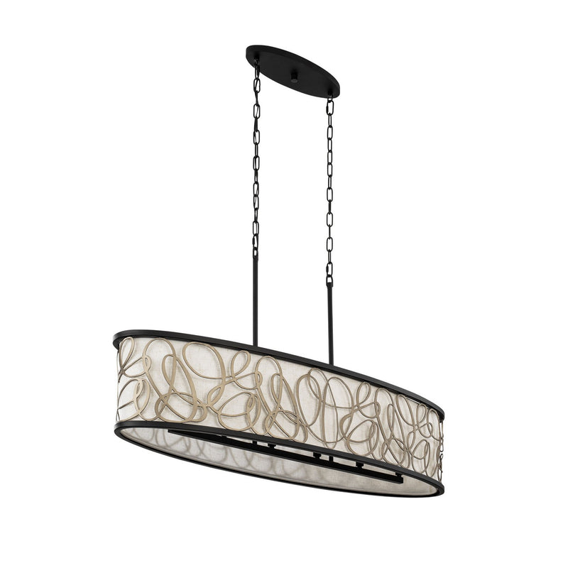 Six Light Linear Pendant<br /><span style="color:#4AB0CE;">Entrega: 4-10 dias en USA</span><br /><span style="color:#4AB0CE;font-size:60%;">PREGUNTE POR ENTREGA EN PANAMA</span><br />Collection: Scribble<br />Finish: Matte Black/Artifact