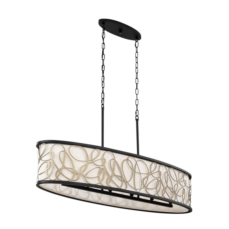 Six Light Linear Pendant<br /><span style="color:#4AB0CE;">Entrega: 4-10 dias en USA</span><br /><span style="color:#4AB0CE;font-size:60%;">PREGUNTE POR ENTREGA EN PANAMA</span><br />Collection: Scribble<br />Finish: Matte Black/Artifact