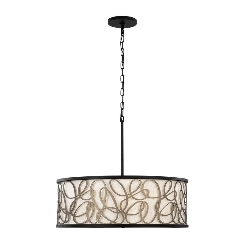 Six Light Pendant<br /><span style="color:#4AB0CE;">Entrega: 4-10 dias en USA</span><br /><span style="color:#4AB0CE;font-size:60%;">PREGUNTE POR ENTREGA EN PANAMA</span><br />Collection: Scribble<br />Finish: Matte Black/Artifact