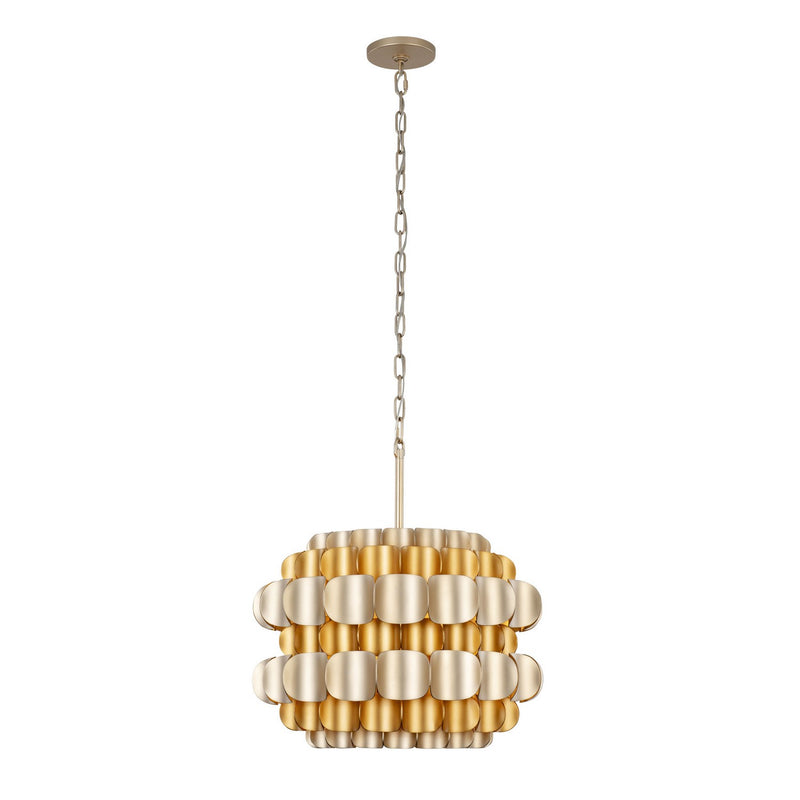 Three Light Pendant<br /><span style="color:#4AB0CE;">Entrega: 4-10 dias en USA</span><br /><span style="color:#4AB0CE;font-size:60%;">PREGUNTE POR ENTREGA EN PANAMA</span><br />Collection: Swoon<br />Finish: Antique Gold/Gold Dust