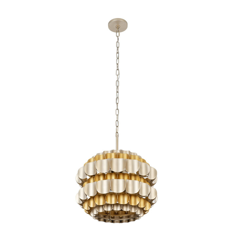 Three Light Pendant<br /><span style="color:#4AB0CE;">Entrega: 4-10 dias en USA</span><br /><span style="color:#4AB0CE;font-size:60%;">PREGUNTE POR ENTREGA EN PANAMA</span><br />Collection: Swoon<br />Finish: Antique Gold/Gold Dust