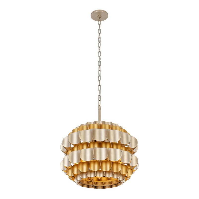 Three Light Pendant<br /><span style="color:#4AB0CE;">Entrega: 4-10 dias en USA</span><br /><span style="color:#4AB0CE;font-size:60%;">PREGUNTE POR ENTREGA EN PANAMA</span><br />Collection: Swoon<br />Finish: Antique Gold/Gold Dust