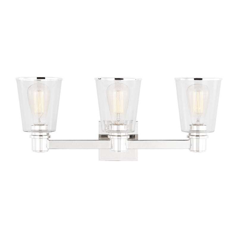Three Light Bath Vanity<br /><span style="color:#4AB0CE;">Entrega: 4-10 dias en USA</span><br /><span style="color:#4AB0CE;font-size:60%;">PREGUNTE POR ENTREGA EN PANAMA</span><br />Collection: Alessa<br />Finish: Polished Nickel