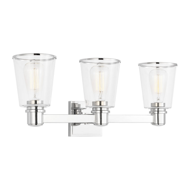 Three Light Bath Vanity<br /><span style="color:#4AB0CE;">Entrega: 4-10 dias en USA</span><br /><span style="color:#4AB0CE;font-size:60%;">PREGUNTE POR ENTREGA EN PANAMA</span><br />Collection: Alessa<br />Finish: Polished Nickel