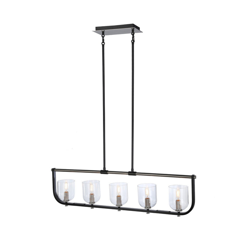 Five Light Island Pendant<br /><span style="color:#4AB0CE;">Entrega: 4-10 dias en USA</span><br /><span style="color:#4AB0CE;font-size:60%;">PREGUNTE POR ENTREGA EN PANAMA</span><br />Collection: Cheshire<br />Finish: Black & Nickel