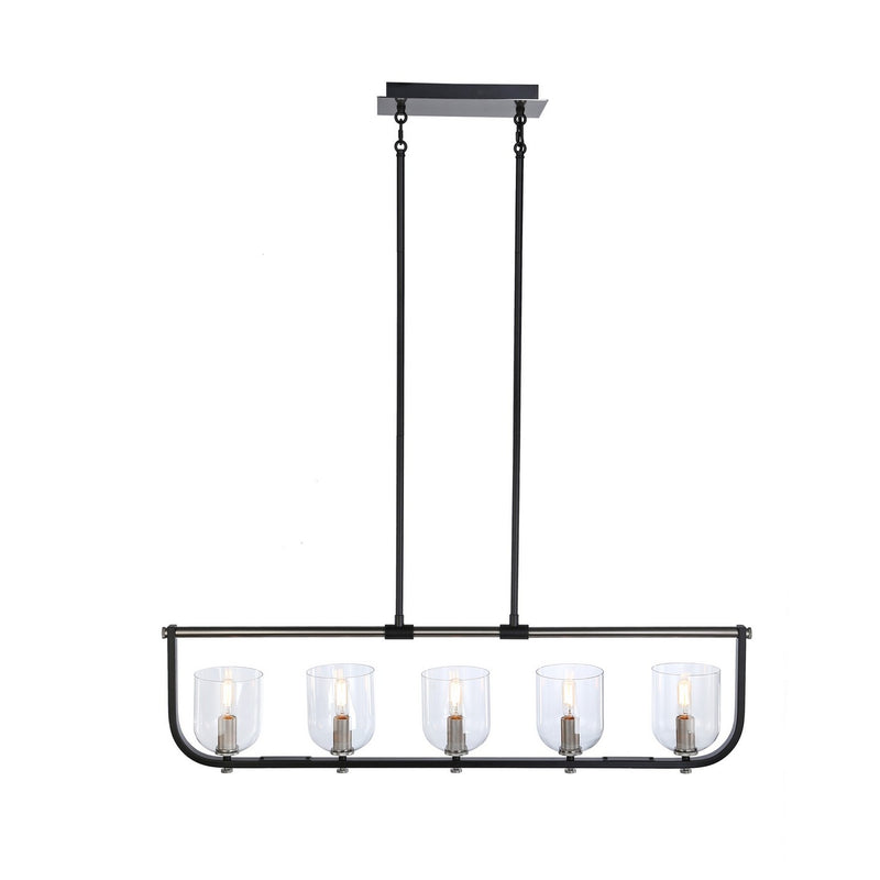 Five Light Island Pendant<br /><span style="color:#4AB0CE;">Entrega: 4-10 dias en USA</span><br /><span style="color:#4AB0CE;font-size:60%;">PREGUNTE POR ENTREGA EN PANAMA</span><br />Collection: Cheshire<br />Finish: Black & Nickel