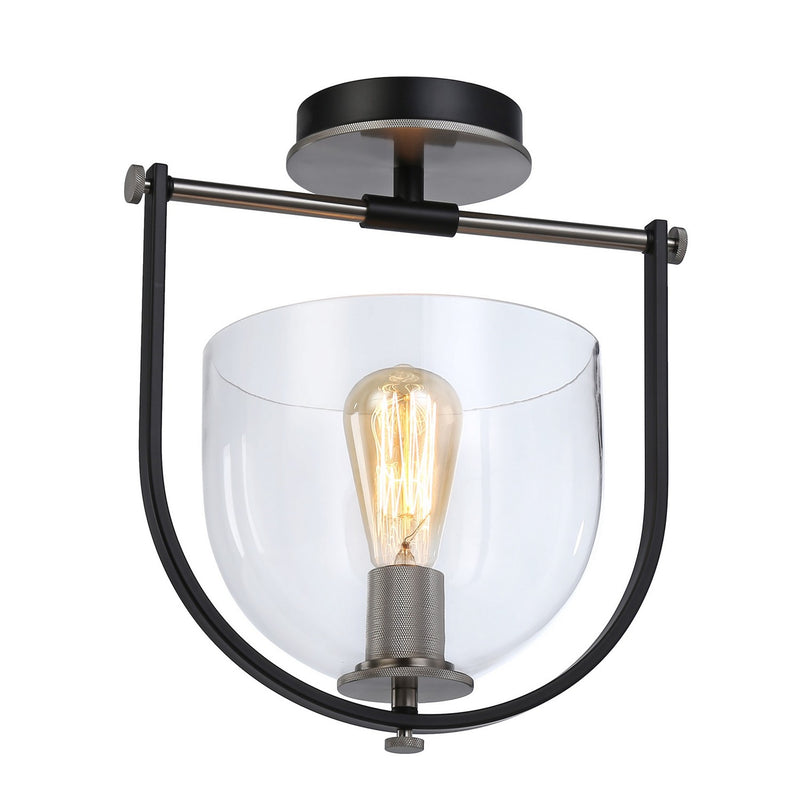 One Light Semi-Flush Mount<br /><span style="color:#4AB0CE;">Entrega: 4-10 dias en USA</span><br /><span style="color:#4AB0CE;font-size:60%;">PREGUNTE POR ENTREGA EN PANAMA</span><br />Collection: Cheshire<br />Finish: Black & Nickel