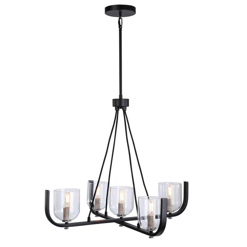 Five Light Chandelier<br /><span style="color:#4AB0CE;">Entrega: 4-10 dias en USA</span><br /><span style="color:#4AB0CE;font-size:60%;">PREGUNTE POR ENTREGA EN PANAMA</span><br />Collection: Cheshire<br />Finish: Black & Nickel