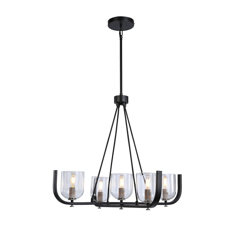 Five Light Chandelier<br /><span style="color:#4AB0CE;">Entrega: 4-10 dias en USA</span><br /><span style="color:#4AB0CE;font-size:60%;">PREGUNTE POR ENTREGA EN PANAMA</span><br />Collection: Cheshire<br />Finish: Black & Nickel