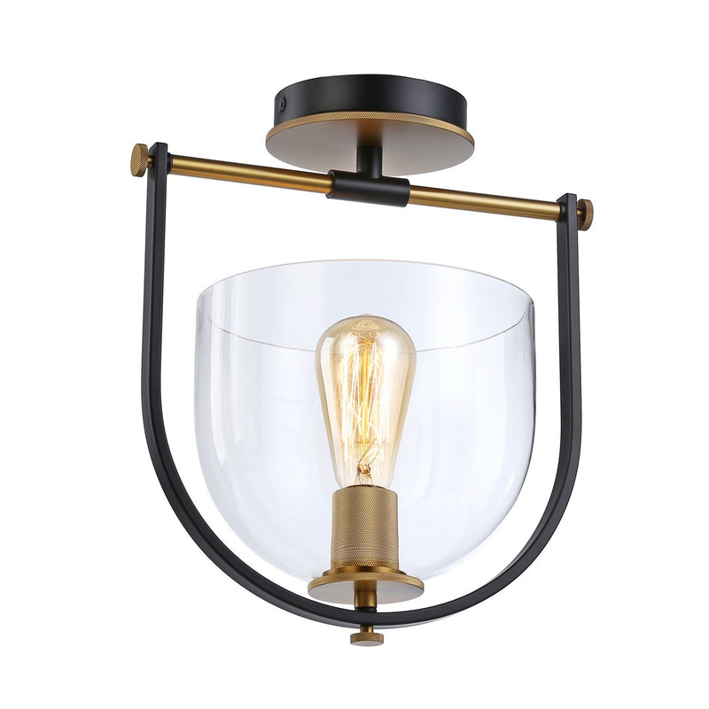 One Light Semi-Flush Mount<br /><span style="color:#4AB0CE;">Entrega: 4-10 dias en USA</span><br /><span style="color:#4AB0CE;font-size:60%;">PREGUNTE POR ENTREGA EN PANAMA</span><br />Collection: Cheshire<br />Finish: Black & Brass
