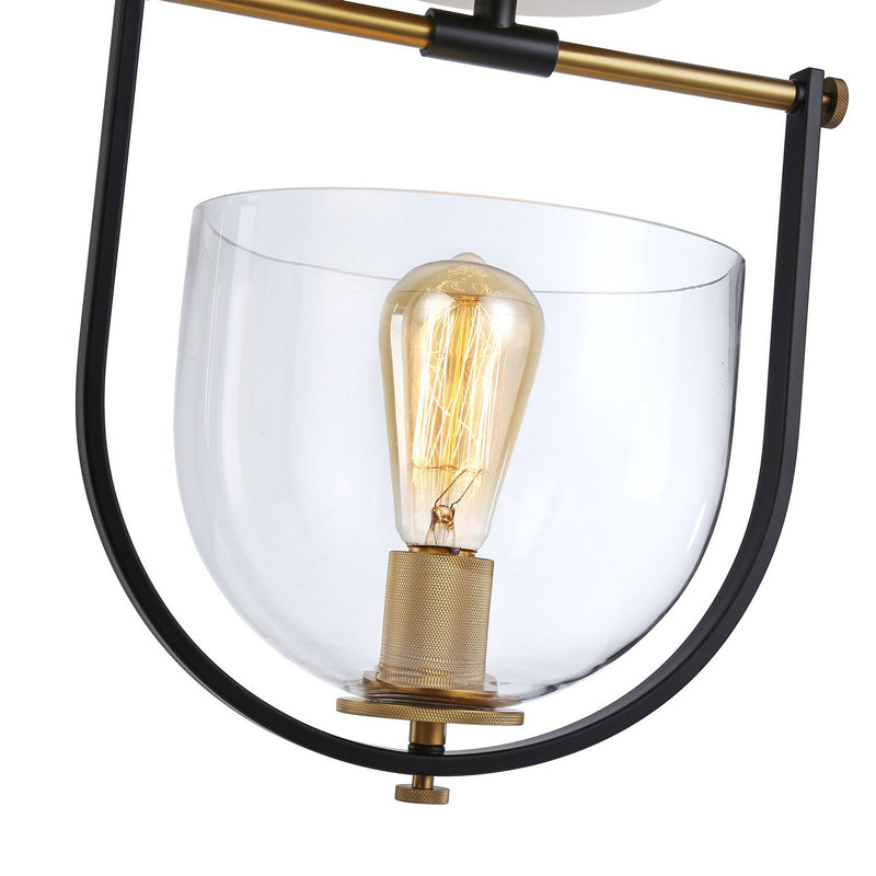 One Light Semi-Flush Mount<br /><span style="color:#4AB0CE;">Entrega: 4-10 dias en USA</span><br /><span style="color:#4AB0CE;font-size:60%;">PREGUNTE POR ENTREGA EN PANAMA</span><br />Collection: Cheshire<br />Finish: Black & Brass