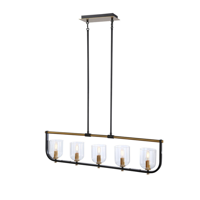 Five Light Island Pendant<br /><span style="color:#4AB0CE;">Entrega: 4-10 dias en USA</span><br /><span style="color:#4AB0CE;font-size:60%;">PREGUNTE POR ENTREGA EN PANAMA</span><br />Collection: Cheshire<br />Finish: Black & Brass