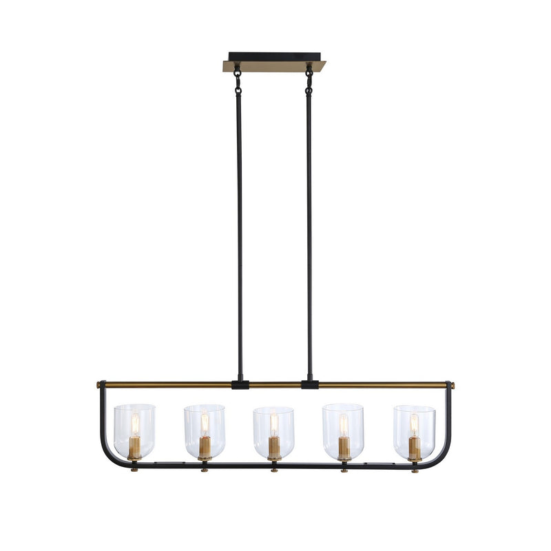 Five Light Island Pendant<br /><span style="color:#4AB0CE;">Entrega: 4-10 dias en USA</span><br /><span style="color:#4AB0CE;font-size:60%;">PREGUNTE POR ENTREGA EN PANAMA</span><br />Collection: Cheshire<br />Finish: Black & Brass