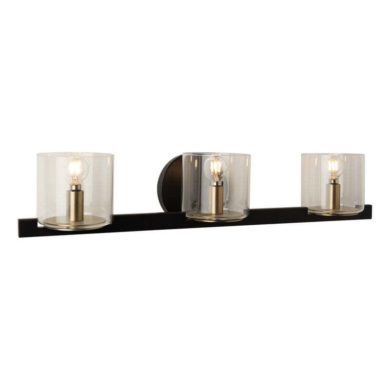 Three Light Vanity<br /><span style="color:#4AB0CE;">Entrega: 4-10 dias en USA</span><br /><span style="color:#4AB0CE;font-size:60%;">PREGUNTE POR ENTREGA EN PANAMA</span><br />Collection: Salinas<br />Finish: Black and Brass