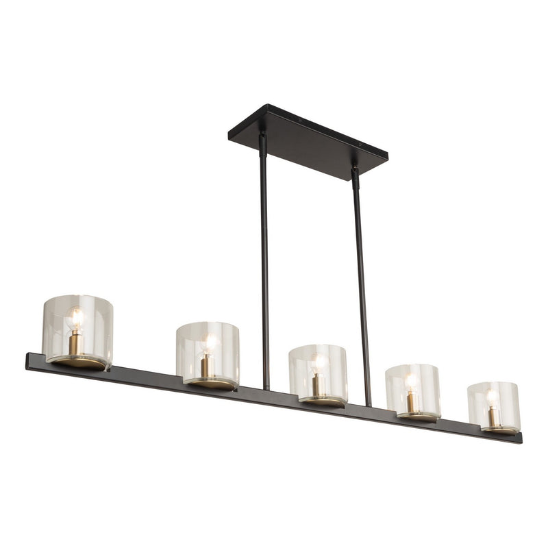 Five Light Island Pendant<br /><span style="color:#4AB0CE;">Entrega: 4-10 dias en USA</span><br /><span style="color:#4AB0CE;font-size:60%;">PREGUNTE POR ENTREGA EN PANAMA</span><br />Collection: Salinas<br />Finish: Black and Brass