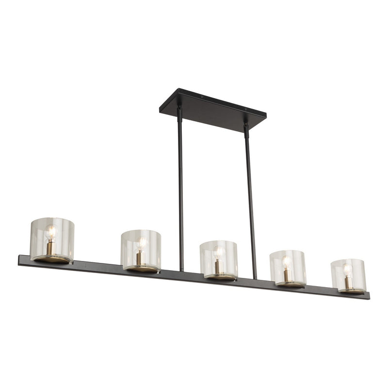 Five Light Island Pendant<br /><span style="color:#4AB0CE;">Entrega: 4-10 dias en USA</span><br /><span style="color:#4AB0CE;font-size:60%;">PREGUNTE POR ENTREGA EN PANAMA</span><br />Collection: Salinas<br />Finish: Black and Brass