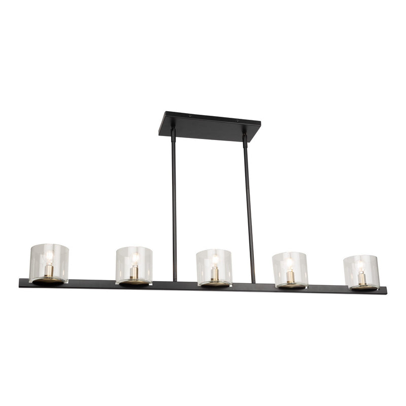 Five Light Island Pendant<br /><span style="color:#4AB0CE;">Entrega: 4-10 dias en USA</span><br /><span style="color:#4AB0CE;font-size:60%;">PREGUNTE POR ENTREGA EN PANAMA</span><br />Collection: Salinas<br />Finish: Black and Brass
