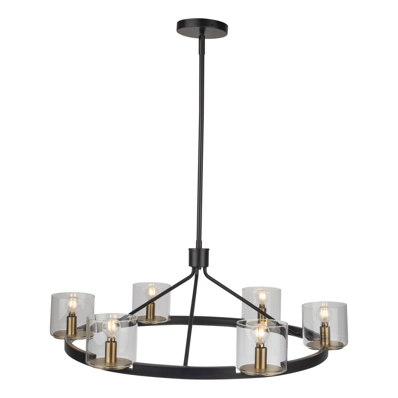 Six Light Chandelier<br /><span style="color:#4AB0CE;">Entrega: 4-10 dias en USA</span><br /><span style="color:#4AB0CE;font-size:60%;">PREGUNTE POR ENTREGA EN PANAMA</span><br />Collection: Salinas<br />Finish: Black and Brass