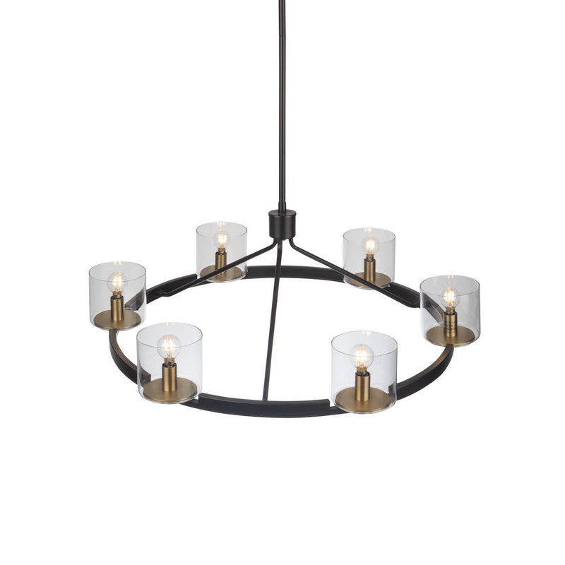 Six Light Chandelier<br /><span style="color:#4AB0CE;">Entrega: 4-10 dias en USA</span><br /><span style="color:#4AB0CE;font-size:60%;">PREGUNTE POR ENTREGA EN PANAMA</span><br />Collection: Salinas<br />Finish: Black and Brass