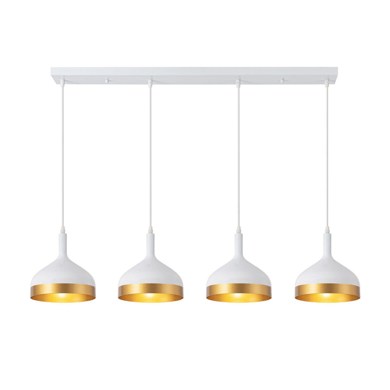 Four Light Island Pendant<br /><span style="color:#4AB0CE;">Entrega: 4-10 dias en USA</span><br /><span style="color:#4AB0CE;font-size:60%;">PREGUNTE POR ENTREGA EN PANAMA</span><br />Collection: Dash<br />Finish: White & Gold
