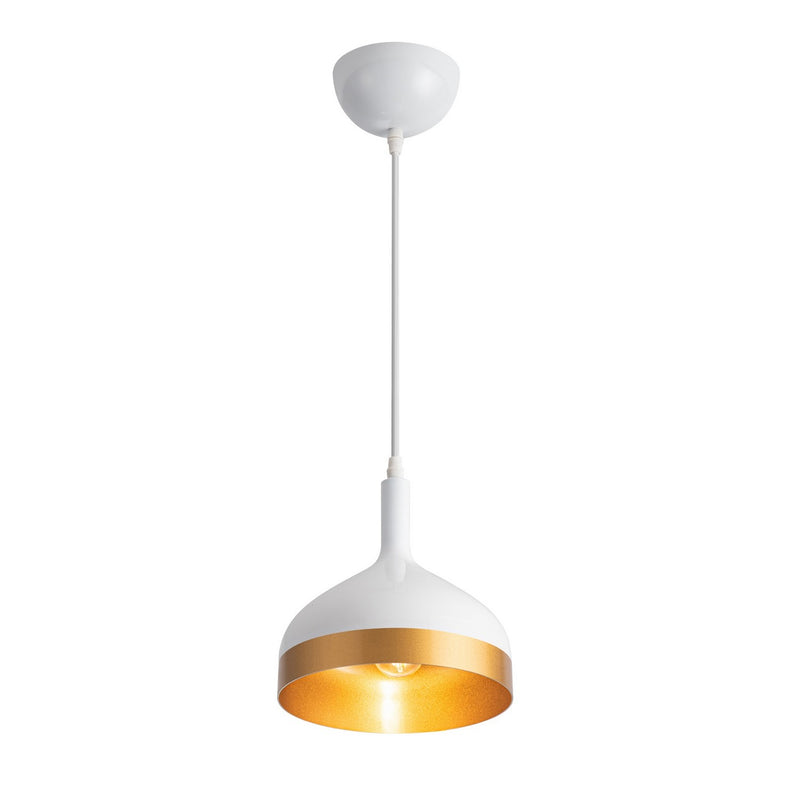 One Light Pendant<br /><span style="color:#4AB0CE;">Entrega: 4-10 dias en USA</span><br /><span style="color:#4AB0CE;font-size:60%;">PREGUNTE POR ENTREGA EN PANAMA</span><br />Collection: Dash<br />Finish: White & Gold