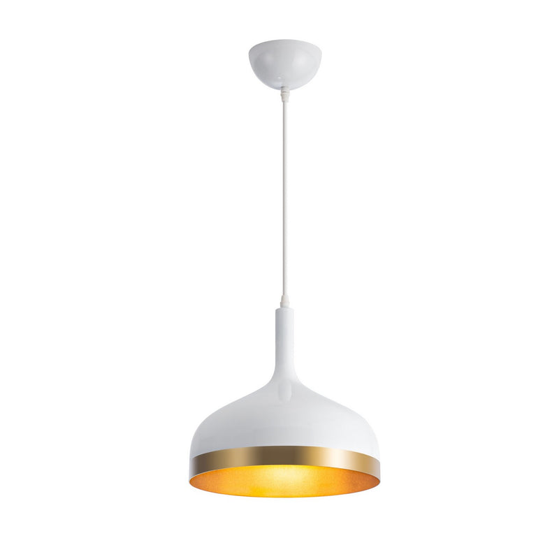 One Light Pendant<br /><span style="color:#4AB0CE;">Entrega: 4-10 dias en USA</span><br /><span style="color:#4AB0CE;font-size:60%;">PREGUNTE POR ENTREGA EN PANAMA</span><br />Collection: Dash<br />Finish: White & Gold