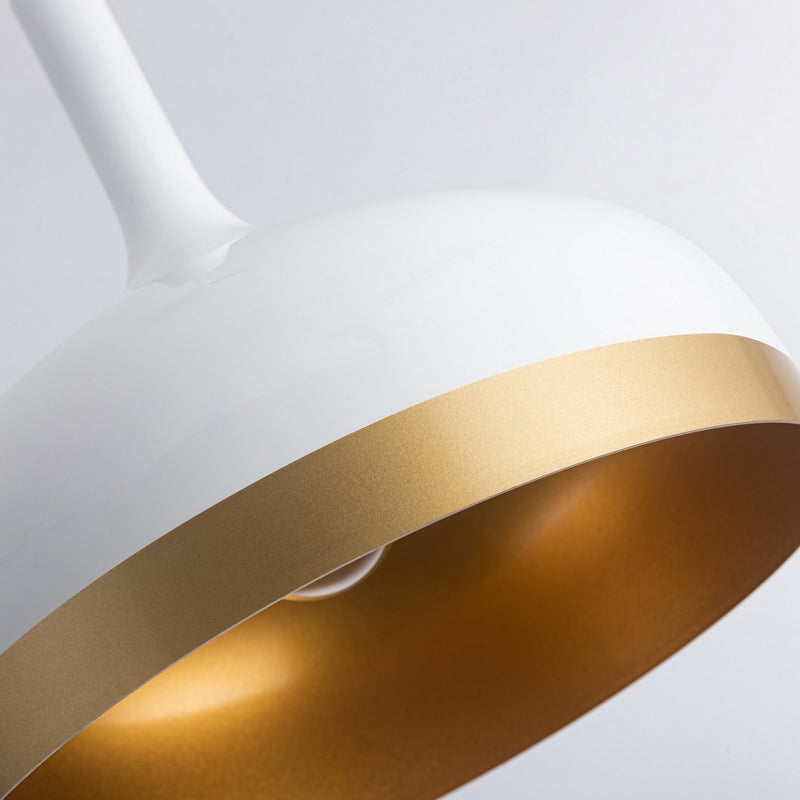 One Light Pendant<br /><span style="color:#4AB0CE;">Entrega: 4-10 dias en USA</span><br /><span style="color:#4AB0CE;font-size:60%;">PREGUNTE POR ENTREGA EN PANAMA</span><br />Collection: Dash<br />Finish: White & Gold