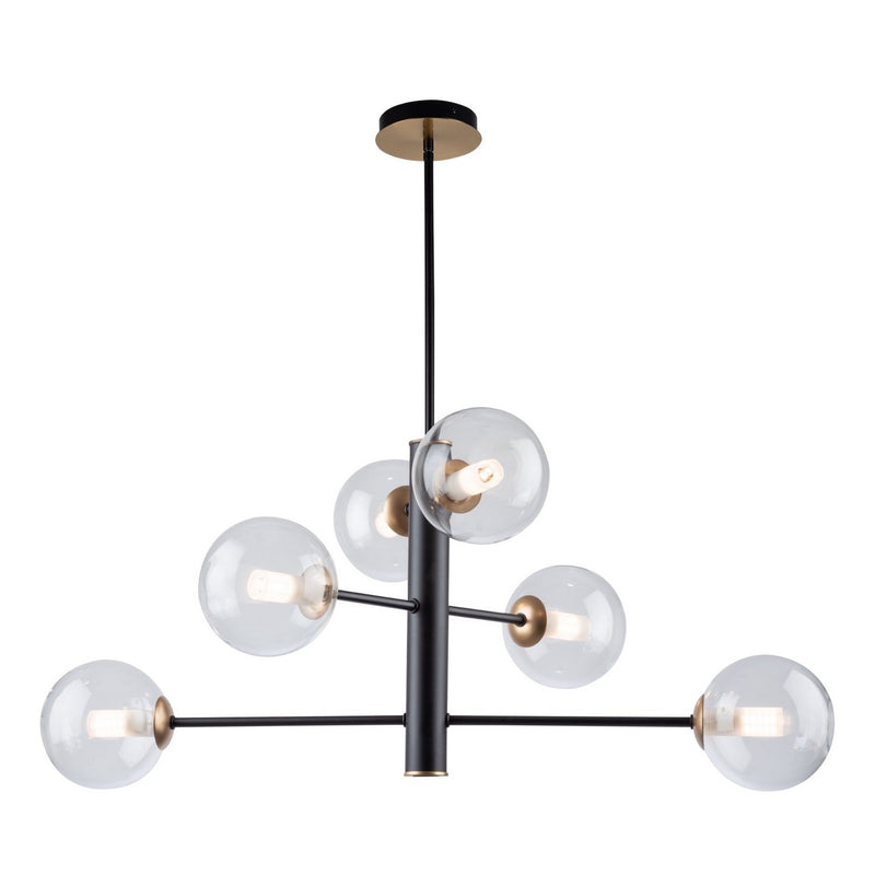 Six Light Chandelier<br /><span style="color:#4AB0CE;">Entrega: 4-10 dias en USA</span><br /><span style="color:#4AB0CE;font-size:60%;">PREGUNTE POR ENTREGA EN PANAMA</span><br />Collection: Aurelia<br />Finish: Matte Black & Brass