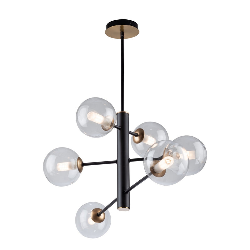 Six Light Chandelier<br /><span style="color:#4AB0CE;">Entrega: 4-10 dias en USA</span><br /><span style="color:#4AB0CE;font-size:60%;">PREGUNTE POR ENTREGA EN PANAMA</span><br />Collection: Aurelia<br />Finish: Matte Black & Brass