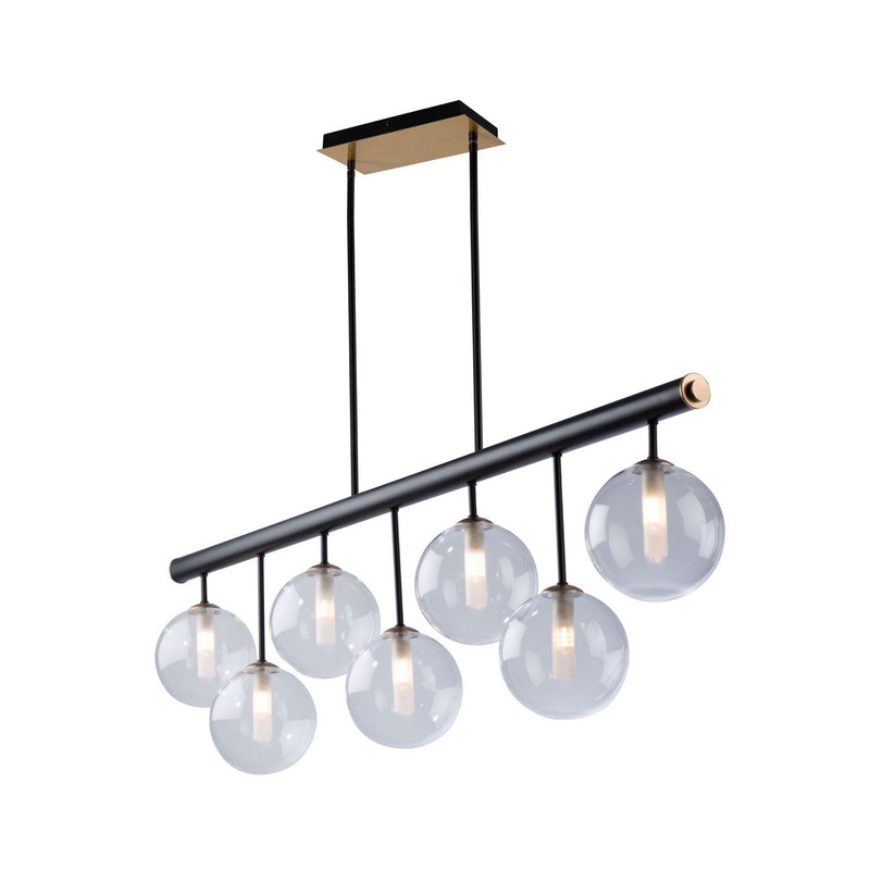 Seven Light Island Pendant<br /><span style="color:#4AB0CE;">Entrega: 4-10 dias en USA</span><br /><span style="color:#4AB0CE;font-size:60%;">PREGUNTE POR ENTREGA EN PANAMA</span><br />Collection: Aurelia<br />Finish: Matte Black & Brass