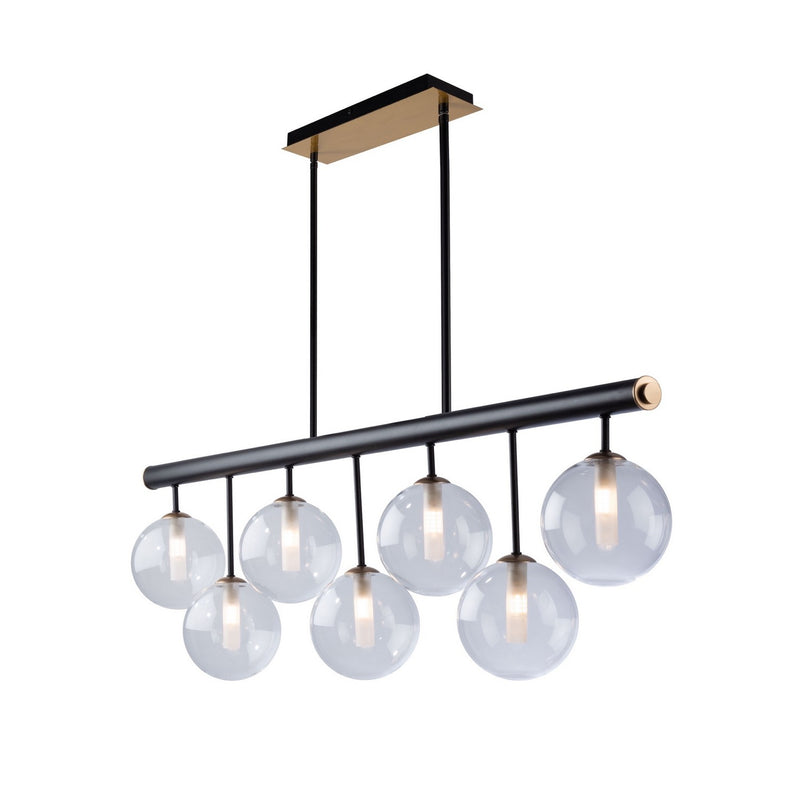 Seven Light Island Pendant<br /><span style="color:#4AB0CE;">Entrega: 4-10 dias en USA</span><br /><span style="color:#4AB0CE;font-size:60%;">PREGUNTE POR ENTREGA EN PANAMA</span><br />Collection: Aurelia<br />Finish: Matte Black & Brass