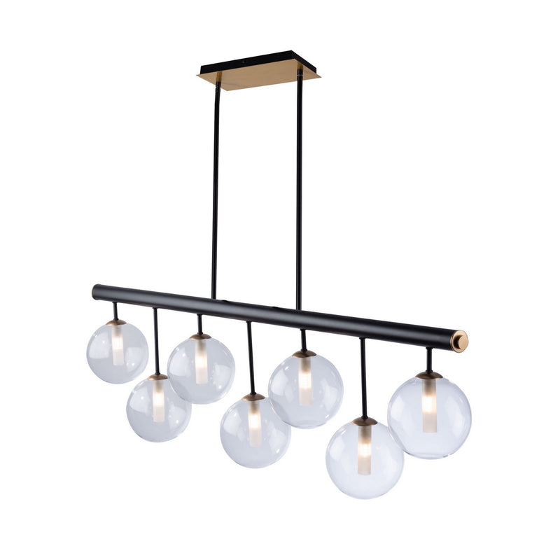 Seven Light Island Pendant<br /><span style="color:#4AB0CE;">Entrega: 4-10 dias en USA</span><br /><span style="color:#4AB0CE;font-size:60%;">PREGUNTE POR ENTREGA EN PANAMA</span><br />Collection: Aurelia<br />Finish: Matte Black & Brass