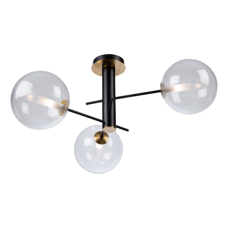 Three Light Semi-Flush Mount<br /><span style="color:#4AB0CE;">Entrega: 4-10 dias en USA</span><br /><span style="color:#4AB0CE;font-size:60%;">PREGUNTE POR ENTREGA EN PANAMA</span><br />Collection: Aurelia<br />Finish: Matte Black & Brass