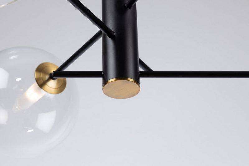 Three Light Semi-Flush Mount<br /><span style="color:#4AB0CE;">Entrega: 4-10 dias en USA</span><br /><span style="color:#4AB0CE;font-size:60%;">PREGUNTE POR ENTREGA EN PANAMA</span><br />Collection: Aurelia<br />Finish: Matte Black & Brass