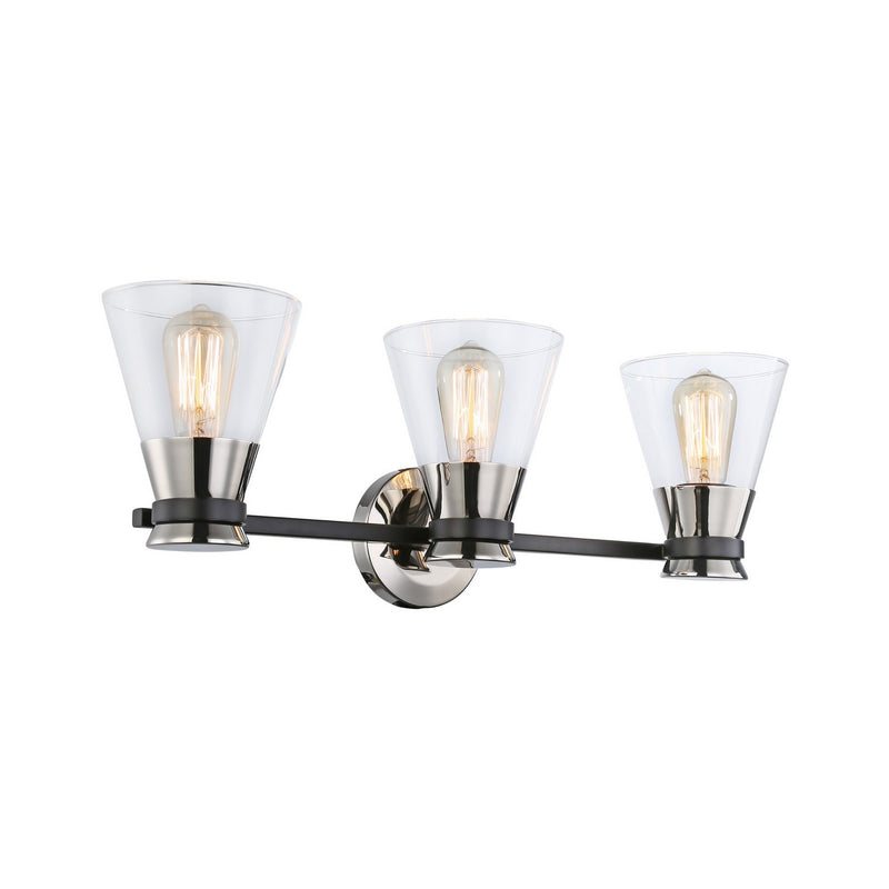 Three Light Vanity<br /><span style="color:#4AB0CE;">Entrega: 4-10 dias en USA</span><br /><span style="color:#4AB0CE;font-size:60%;">PREGUNTE POR ENTREGA EN PANAMA</span><br />Collection: Kanata<br />Finish: Black & Polished Nickel