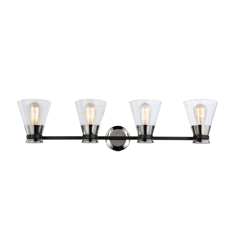 Four Light Vanity<br /><span style="color:#4AB0CE;">Entrega: 4-10 dias en USA</span><br /><span style="color:#4AB0CE;font-size:60%;">PREGUNTE POR ENTREGA EN PANAMA</span><br />Collection: Kanata<br />Finish: Black & Polished Nickel