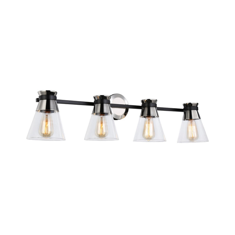 Four Light Vanity<br /><span style="color:#4AB0CE;">Entrega: 4-10 dias en USA</span><br /><span style="color:#4AB0CE;font-size:60%;">PREGUNTE POR ENTREGA EN PANAMA</span><br />Collection: Kanata<br />Finish: Black & Polished Nickel