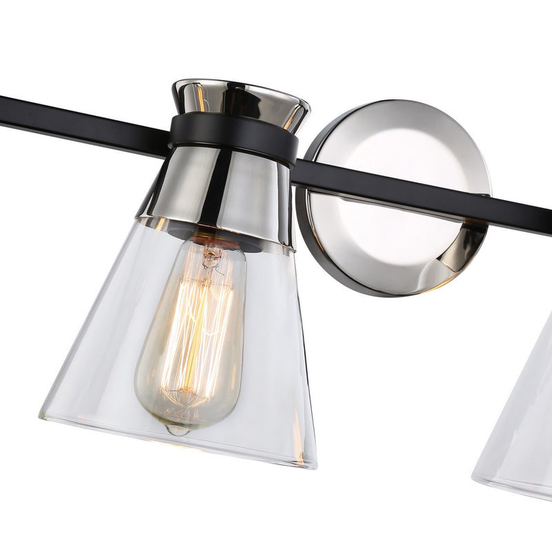 Four Light Vanity<br /><span style="color:#4AB0CE;">Entrega: 4-10 dias en USA</span><br /><span style="color:#4AB0CE;font-size:60%;">PREGUNTE POR ENTREGA EN PANAMA</span><br />Collection: Kanata<br />Finish: Black & Polished Nickel