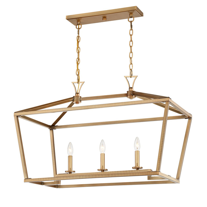 Three Light Linear Chandelier<br /><span style="color:#4AB0CE;">Entrega: 4-10 dias en USA</span><br /><span style="color:#4AB0CE;font-size:60%;">PREGUNTE POR ENTREGA EN PANAMA</span><br />Collection: Townsend<br />Finish: Warm Brass