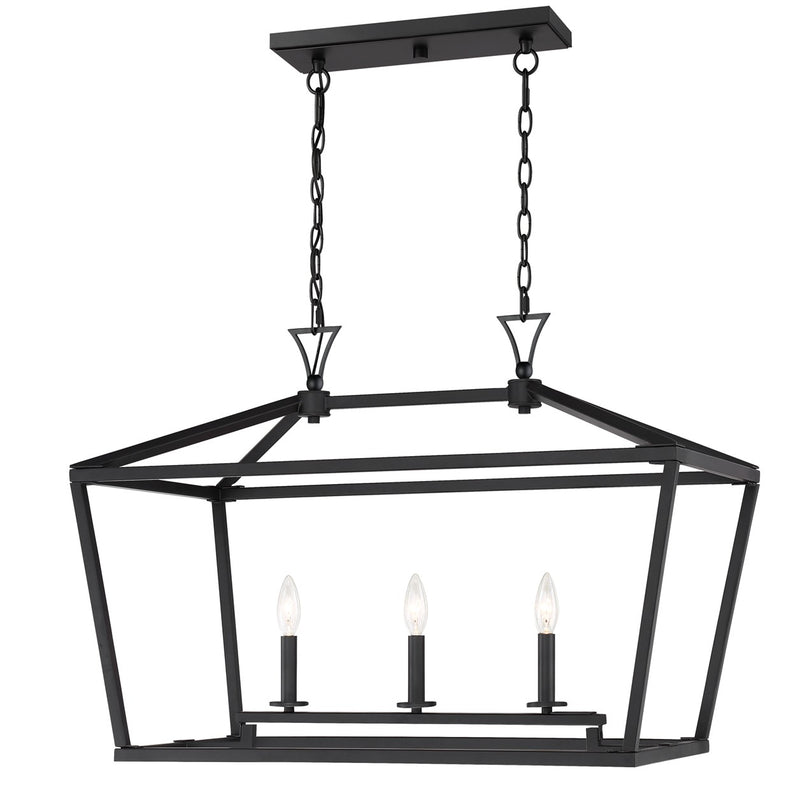 Three Light Linear Chandelier<br /><span style="color:#4AB0CE;">Entrega: 4-10 dias en USA</span><br /><span style="color:#4AB0CE;font-size:60%;">PREGUNTE POR ENTREGA EN PANAMA</span><br />Collection: Townsend<br />Finish: Matte Black