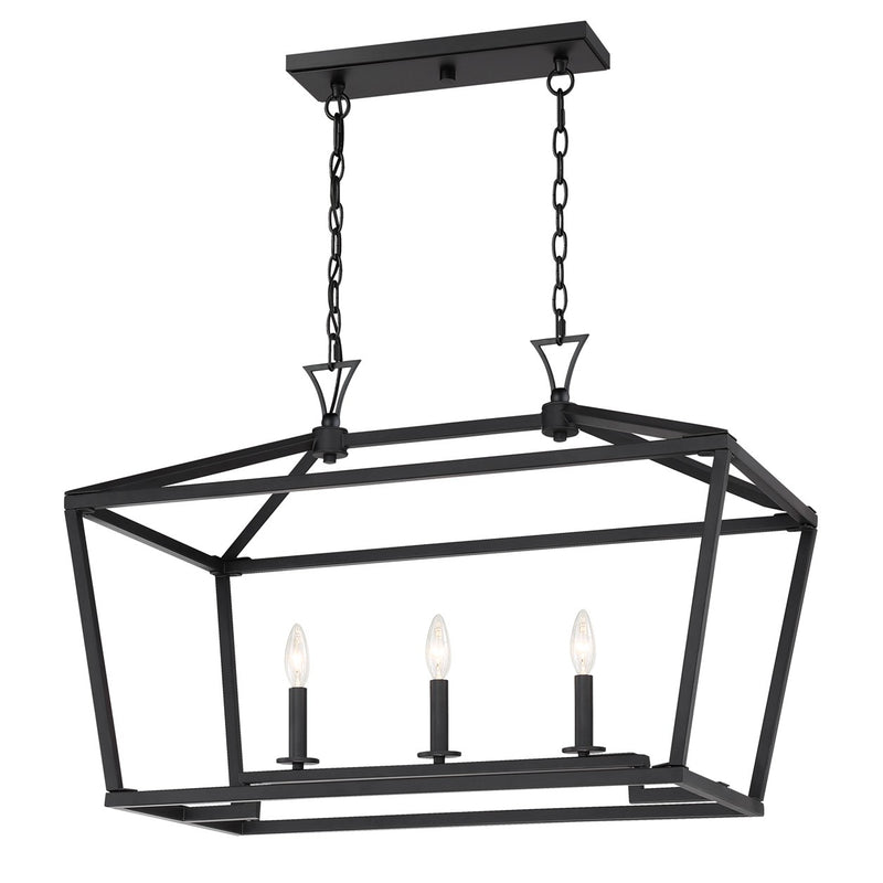 Three Light Linear Chandelier<br /><span style="color:#4AB0CE;">Entrega: 4-10 dias en USA</span><br /><span style="color:#4AB0CE;font-size:60%;">PREGUNTE POR ENTREGA EN PANAMA</span><br />Collection: Townsend<br />Finish: Matte Black