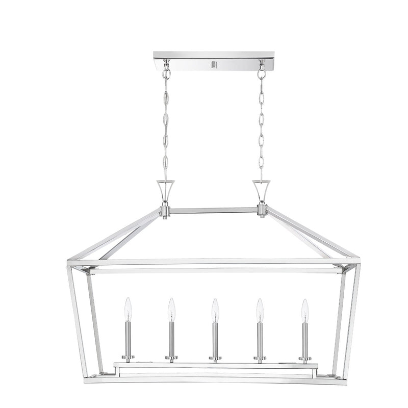 Five Light Linear Chandelier<br /><span style="color:#4AB0CE;">Entrega: 4-10 dias en USA</span><br /><span style="color:#4AB0CE;font-size:60%;">PREGUNTE POR ENTREGA EN PANAMA</span><br />Collection: Townsend<br />Finish: Polished Nickel