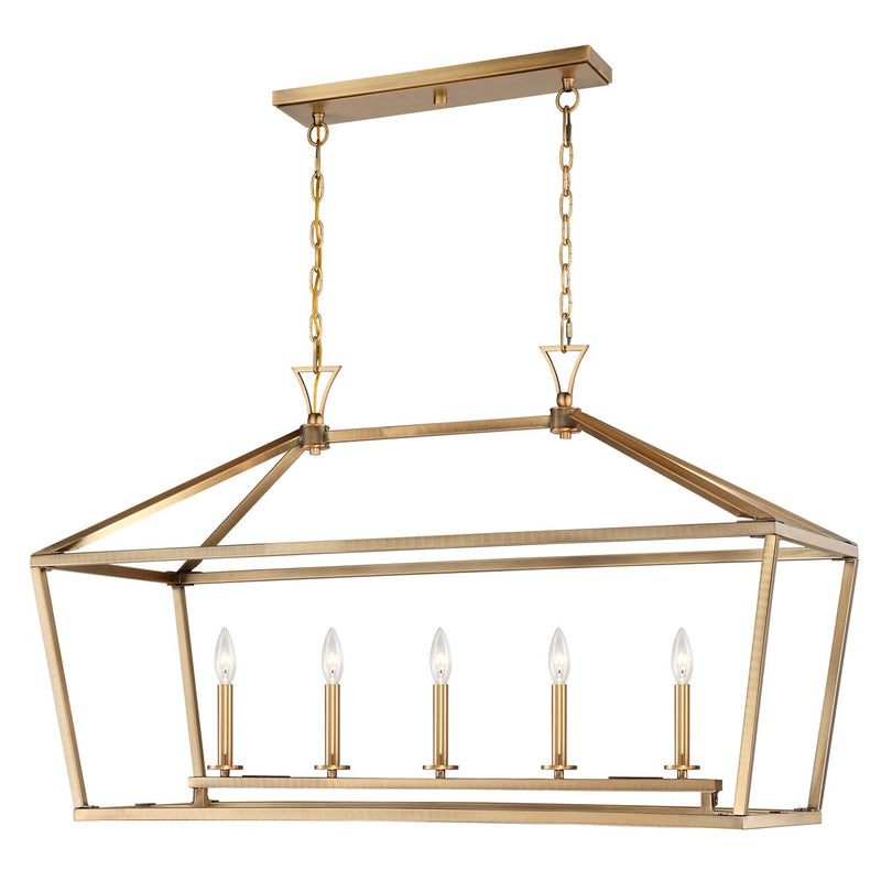 Five Light Linear Chandelier<br /><span style="color:#4AB0CE;">Entrega: 4-10 dias en USA</span><br /><span style="color:#4AB0CE;font-size:60%;">PREGUNTE POR ENTREGA EN PANAMA</span><br />Collection: Townsend<br />Finish: Warm Brass