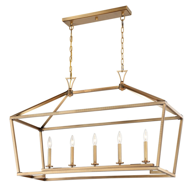 Five Light Linear Chandelier<br /><span style="color:#4AB0CE;">Entrega: 4-10 dias en USA</span><br /><span style="color:#4AB0CE;font-size:60%;">PREGUNTE POR ENTREGA EN PANAMA</span><br />Collection: Townsend<br />Finish: Warm Brass