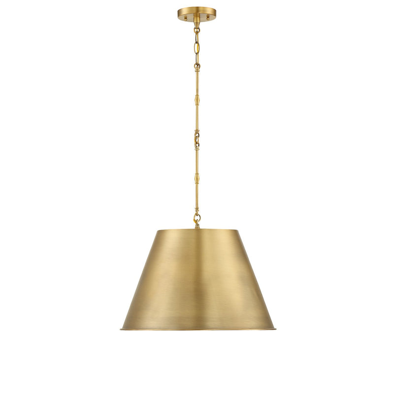 One Light Pendant<br /><span style="color:#4AB0CE;">Entrega: 4-10 dias en USA</span><br /><span style="color:#4AB0CE;font-size:60%;">PREGUNTE POR ENTREGA EN PANAMA</span><br />Collection: Alden<br />Finish: Warm Brass