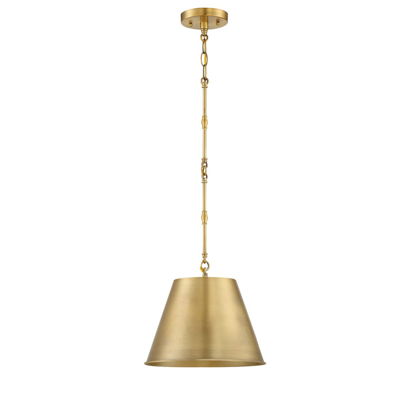 One Light Pendant<br /><span style="color:#4AB0CE;">Entrega: 4-10 dias en USA</span><br /><span style="color:#4AB0CE;font-size:60%;">PREGUNTE POR ENTREGA EN PANAMA</span><br />Collection: Alden<br />Finish: Warm Brass