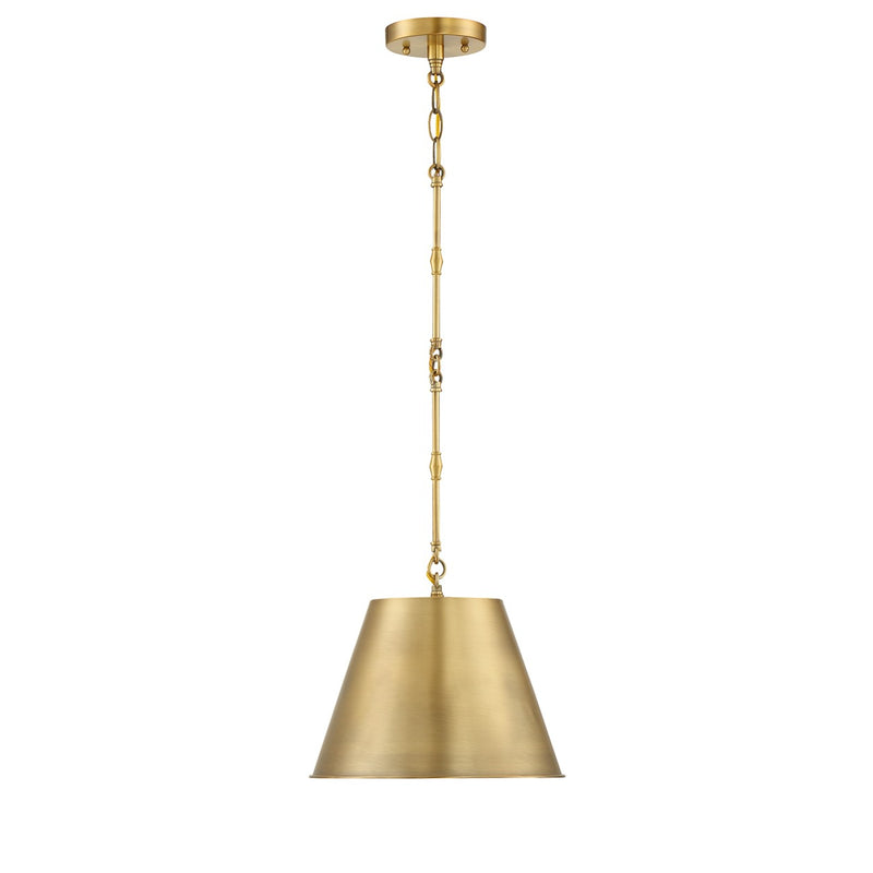 One Light Pendant<br /><span style="color:#4AB0CE;">Entrega: 4-10 dias en USA</span><br /><span style="color:#4AB0CE;font-size:60%;">PREGUNTE POR ENTREGA EN PANAMA</span><br />Collection: Alden<br />Finish: Warm Brass