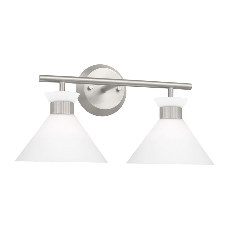 Two Light Bath<br /><span style="color:#4AB0CE;">Entrega: 4-10 dias en USA</span><br /><span style="color:#4AB0CE;font-size:60%;">PREGUNTE POR ENTREGA EN PANAMA</span><br />Collection: Belcarra<br />Finish: Brushed Steel