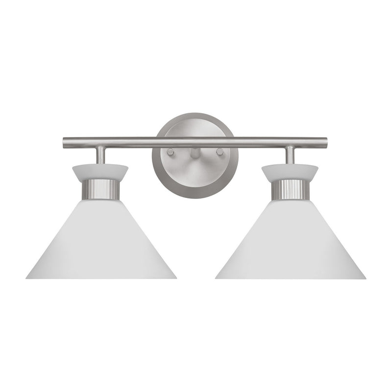 Two Light Bath<br /><span style="color:#4AB0CE;">Entrega: 4-10 dias en USA</span><br /><span style="color:#4AB0CE;font-size:60%;">PREGUNTE POR ENTREGA EN PANAMA</span><br />Collection: Belcarra<br />Finish: Brushed Steel